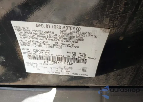 2017 Ford Taurus Se z USA, uszkodzony, nr VIN 1FAHP2D8XHG112534